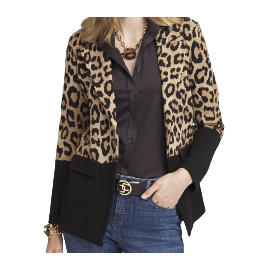 Leopard Colorblock Sweater Blazer